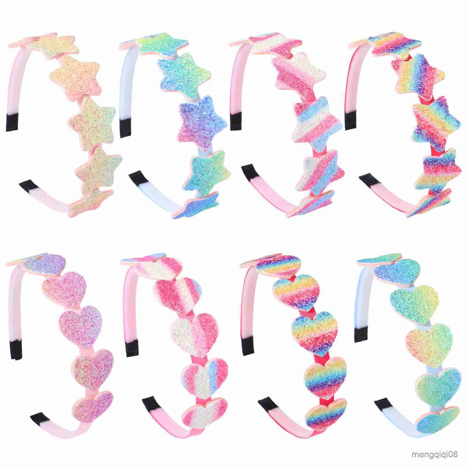 Outros 2022 Fashion Girls Glitter Hair Bands Cute Colors Hoop Hairbands Lovely Bow Stars Headbands For Kids Gifts Accessories R230608