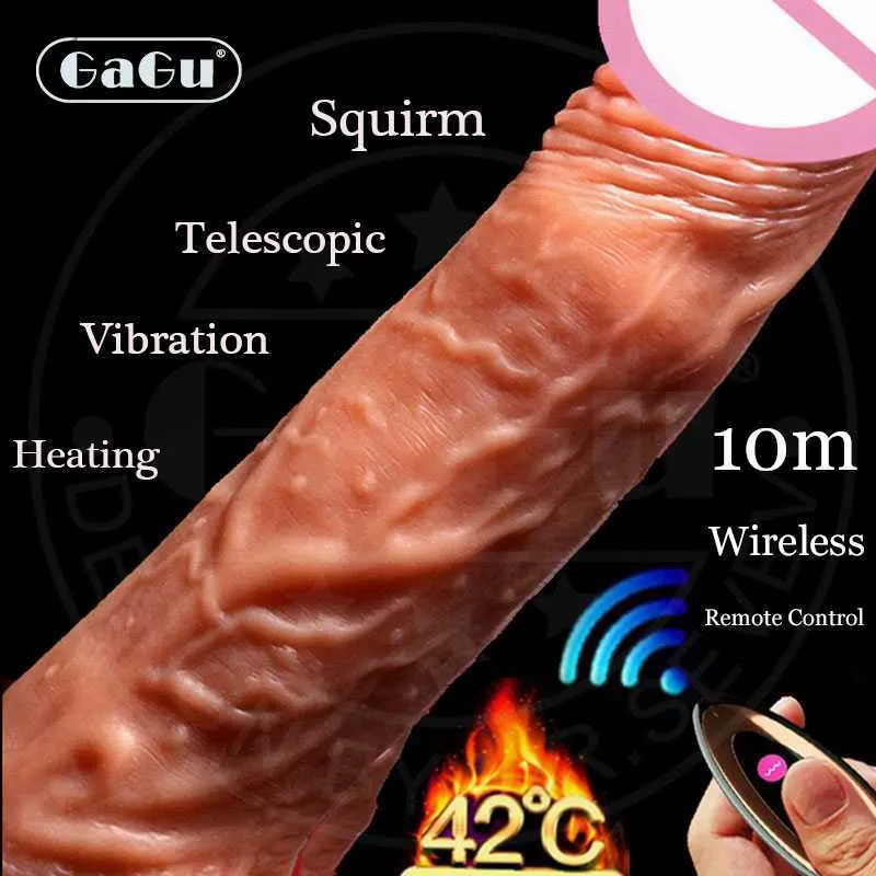 GaGu controle remoto sem fio telescópico aquecimento penis vibração carregamento USB adulto produtos sexuais eróticos dildo vibrador brinquedos sexuais para mulher L230518