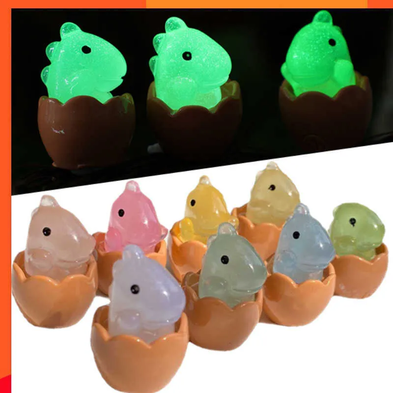 New Luminous Resin Dinosaur Egg Car Ornament Decoration Night Glowing Cartoon Dinosaur Eggs for DIY Car Interior Home Bedroom Decor