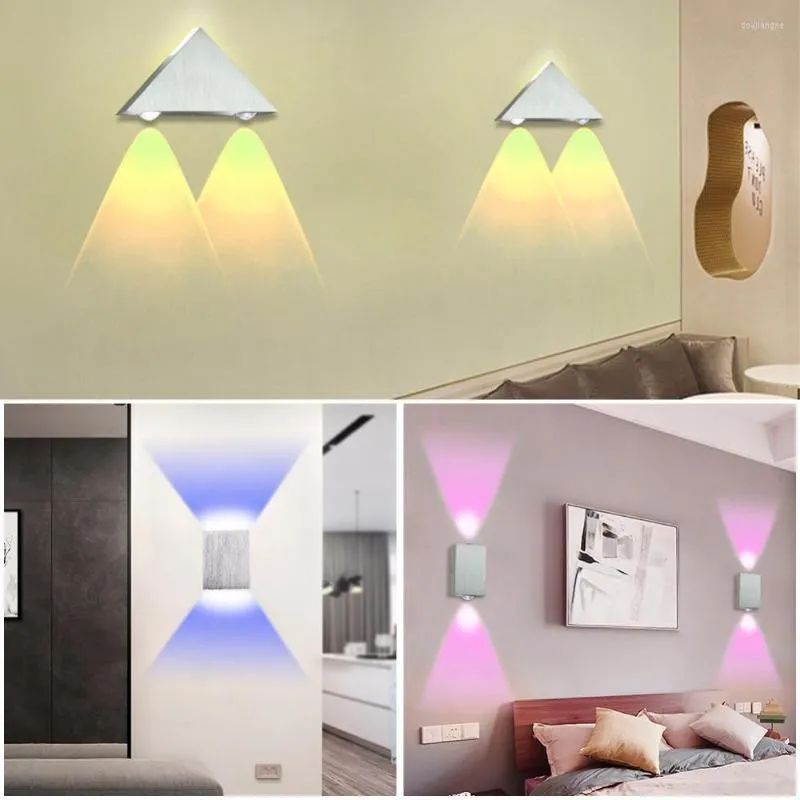 Luminária de parede Led 2W 4W6W Moderna Arandela Luminária para escada Sala de estar Quarto Cama Cabeceira Interior Casa Corredor Loft Prata 85-265V