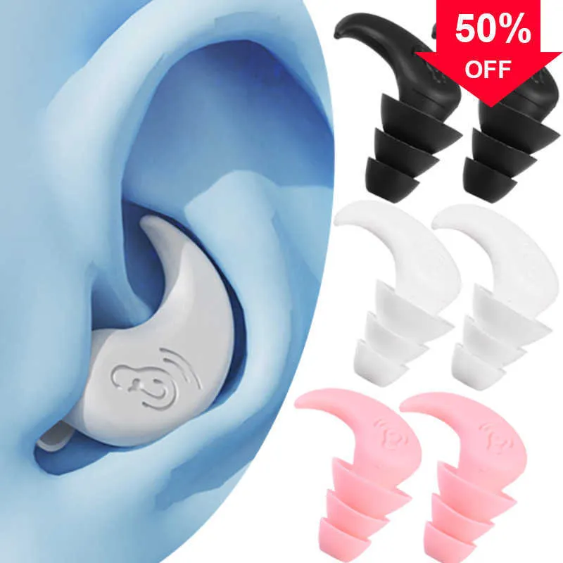 DONGSHEN Tappi Per Le Orecchie In Silicone Morbido Per Dormire, Con Filtri, 2 Misure (S/M E M/L), Rumorosi 25dB, Riutilizzabili Con Custodia Portachiavi