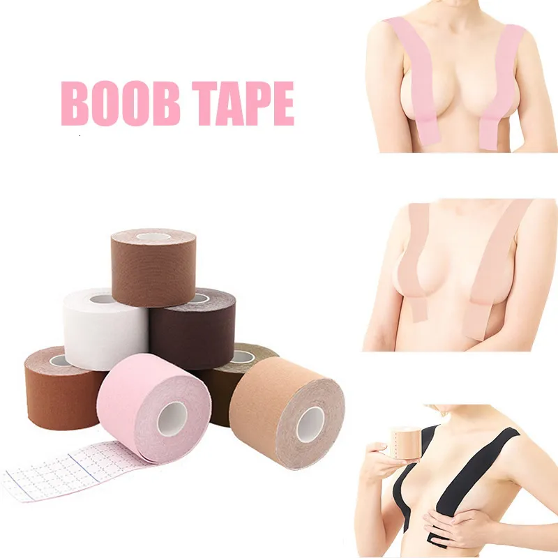 Elbow Knee Pads 575cm5m Cotton Boob Tape Women Sport Nipple Cover Freecut Breast Push Up Adhesive Sticky Bra Lift Body Invisible 230608