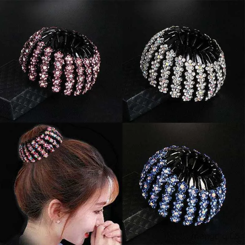 Other Classic Bird Nest Plastic Hair Clips Rhinestone Cl Ponytail Holder Headwear Crystal Expanding Hairpins Accessories R230608