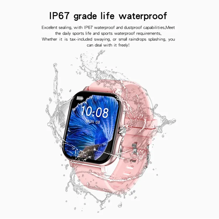 GT20 Bluetooth Smart Watch Multi-Sport Mode Touch Screen Smartwatches Heart Rate Blood Pressure Oxygen Custom Dial Bracelet for iOS Android Phones in Retail Box