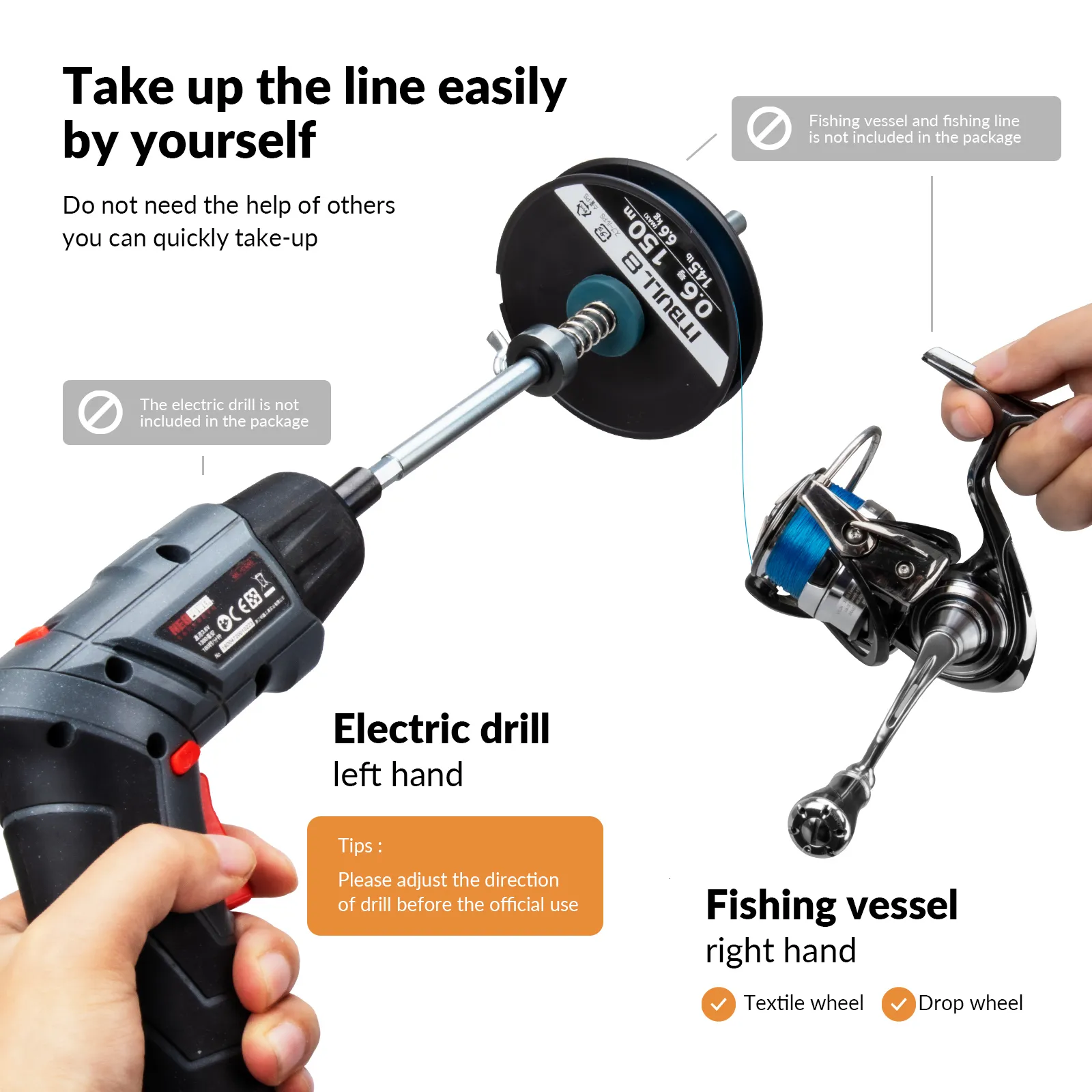 Fishing Hooks Portable Electric Drill Type Line Winder Reel