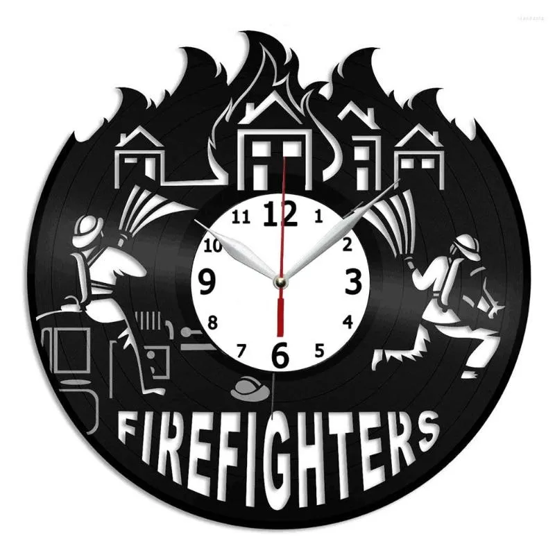 壁の時計家の装飾用消防士時計 - リビングルームキッチンアート12インチ