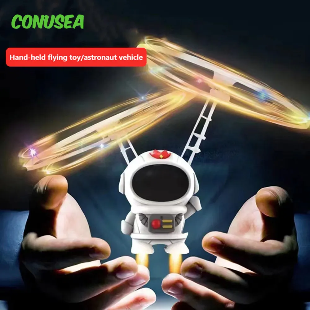 Inteligente Uav Spaceman UFO Drone Sensor de Gestos Robô Voador Astronauta Nave Espacial Helicóptero Avião Controlado Remoto Led Brinquedo para Crianças 230607