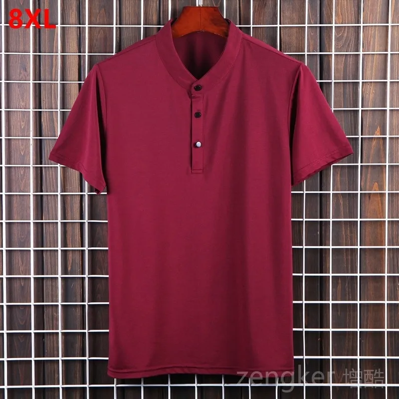 Erkek Tişörtler Büyük Boyut Gevşek Yaz Stili Artı Boyut T-Shirt Büyük Boy Tişört 6xl 7xl 8xl Erkek Giyim Düğmesi Dekorasyon T-Shirt 230607