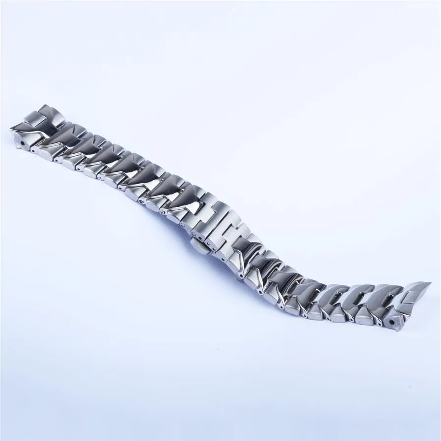 24mm Watch Band för Panerai Luminor Armband Heavy 316L rostfritt stål Watch Band Ersättningsband Silver dubbeltryck 253m