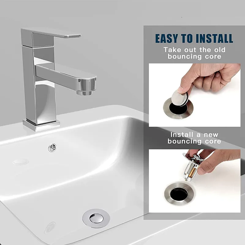 Bouchon lavabo universel en acier inoxydable avec 2 joints - Convient pour  les éviers de 32 mm