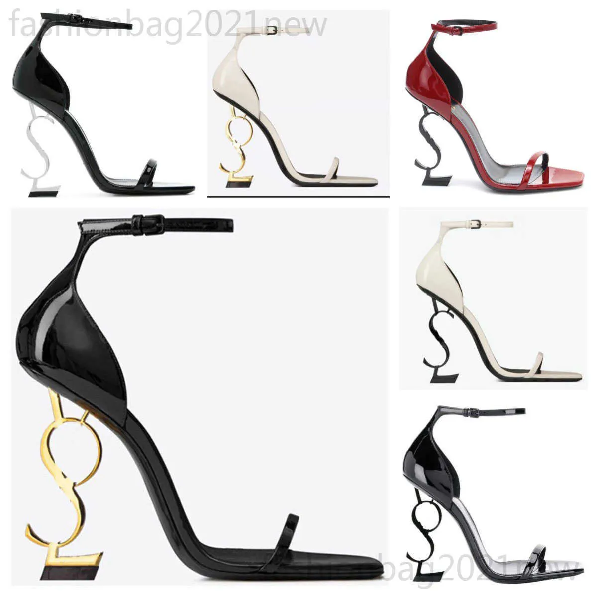 2024 Designer Fashion Classic Shoes Women Dress Shoes Patent Leather Luxury Gold Tone Triple Black Red Womens Fashion Yslitys High Heels Party Sandals