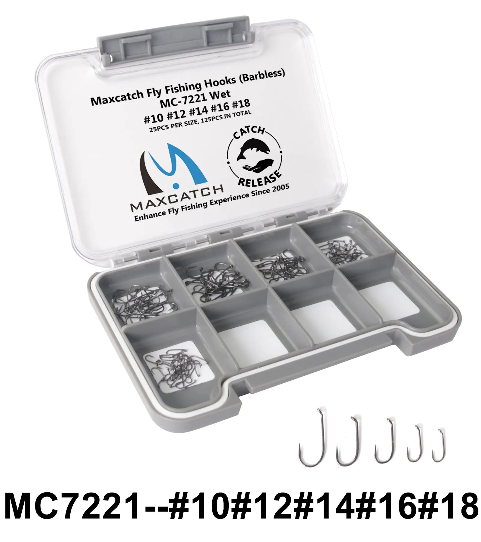 Maxcatch 100pcs 10# - 18# Fish-Friendly Barbless Fly Tying Hooks  Dry&Wet&Nymph