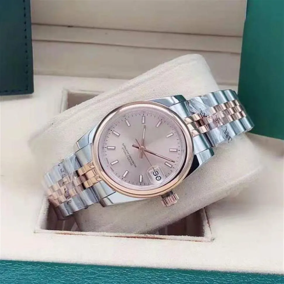 Squisiti orologi da donna in oro rosa meccanico automatico con anello esterno leggero orologio da polso in acciaio inossidabile zaffiro 31mm fashi310C