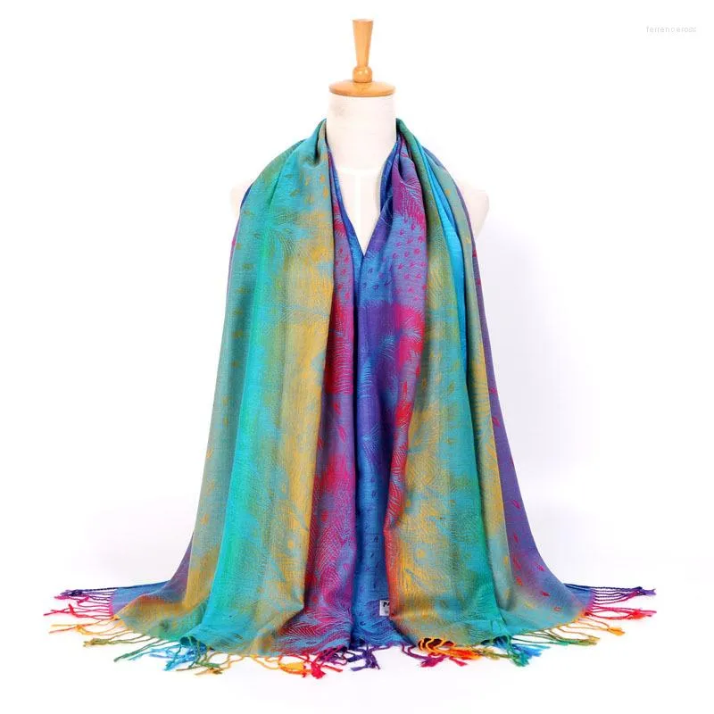 Scarves Fashion Novelty Colorful Women Winter Pashmina Scarf Feather Printed Long Foulard Femme Bufandas Party Gift Ponchos