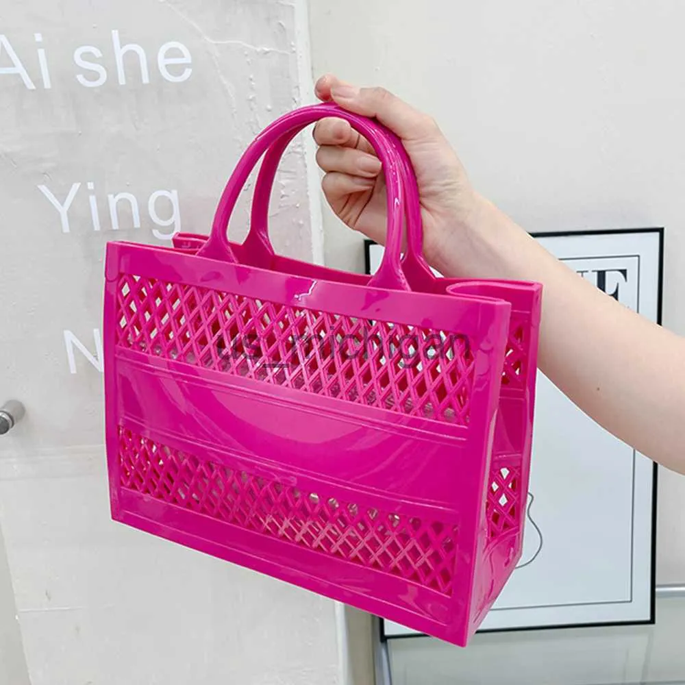 Borse da sera Candy Color Jelly Basket Bag Borse Luxury Hollow PVC Beach Bag Designer Marchi Shopper Borse per le donne 2022 Clear Purses Tote J230608