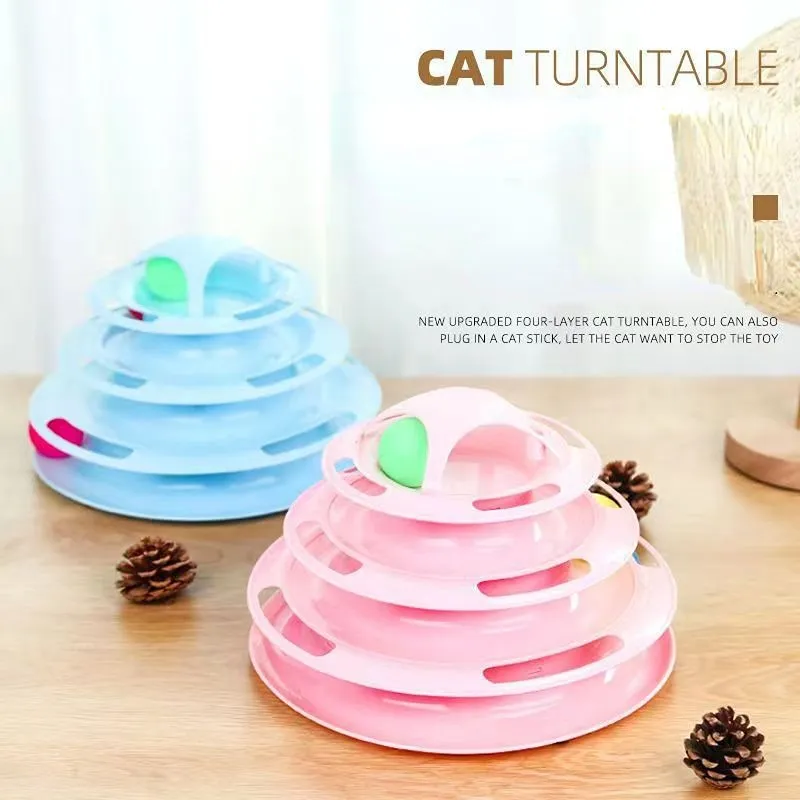 3/4 Levels Cats Toy Tower Tracks Cat Tunnel Interactive Toys Ball Cat