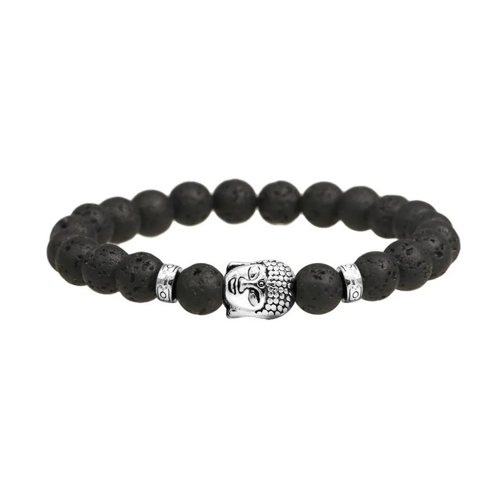 Charm Armband Mens Luxury Jewelry Bead Natural Stone Anchor Beaded Buddha Armband för män Kvinnor Lava Chakra Drop Leverans Dh18z