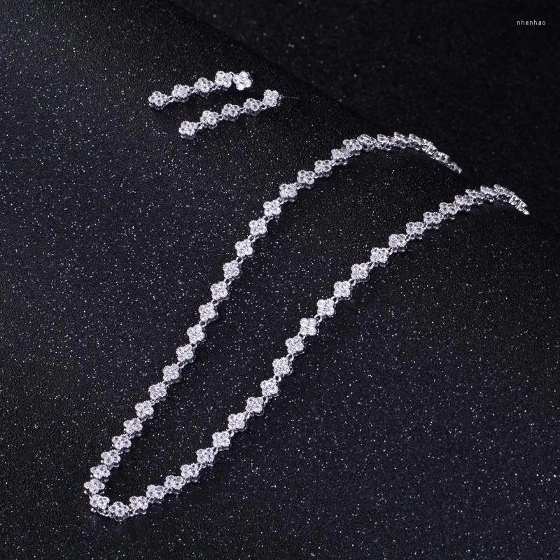 Orecchini pendenti Marca Genuine Luxury Real Jewels Liangya Beauty Snake Bone Chain Zircon Jewelry Collana da sposa Set di due pezzi Alta qualità