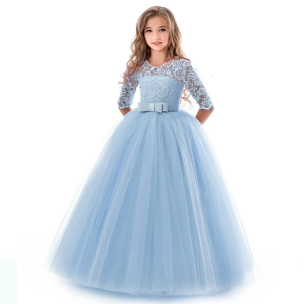 Long Dr for Girls - Perfect for Evening Parties, Formal School Ceremonies, Christening Costumes, and First Communion - Size 5-14y (230608)