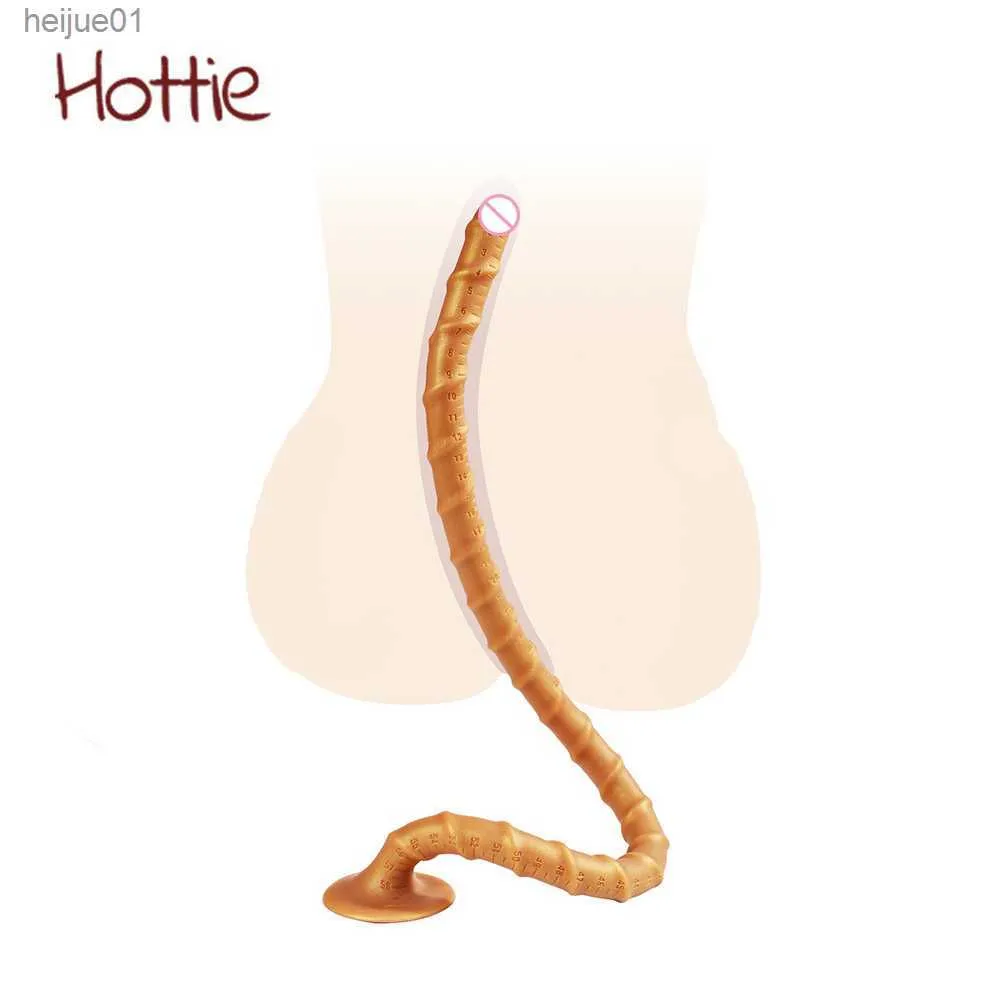 Super Long Liquid Silicone Anal Plug Huge Realistic... From Heijue01,  $10.72