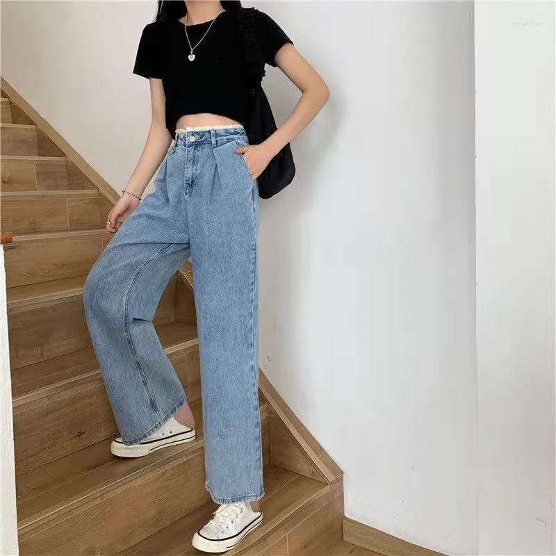 Women's Jeans Denim Female Clothing 2023 Spring Summer Lace Trims Light Blue Jean Pants Y2k Fashion Bottoms Lady Girls Casual Style Pant