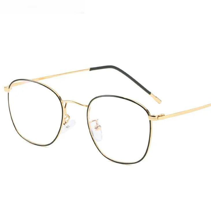 Sunglasses Anti-blue Light Metal Eyeglasses Frame Women Men Clear Lens Glasses Fake Irregular Optical