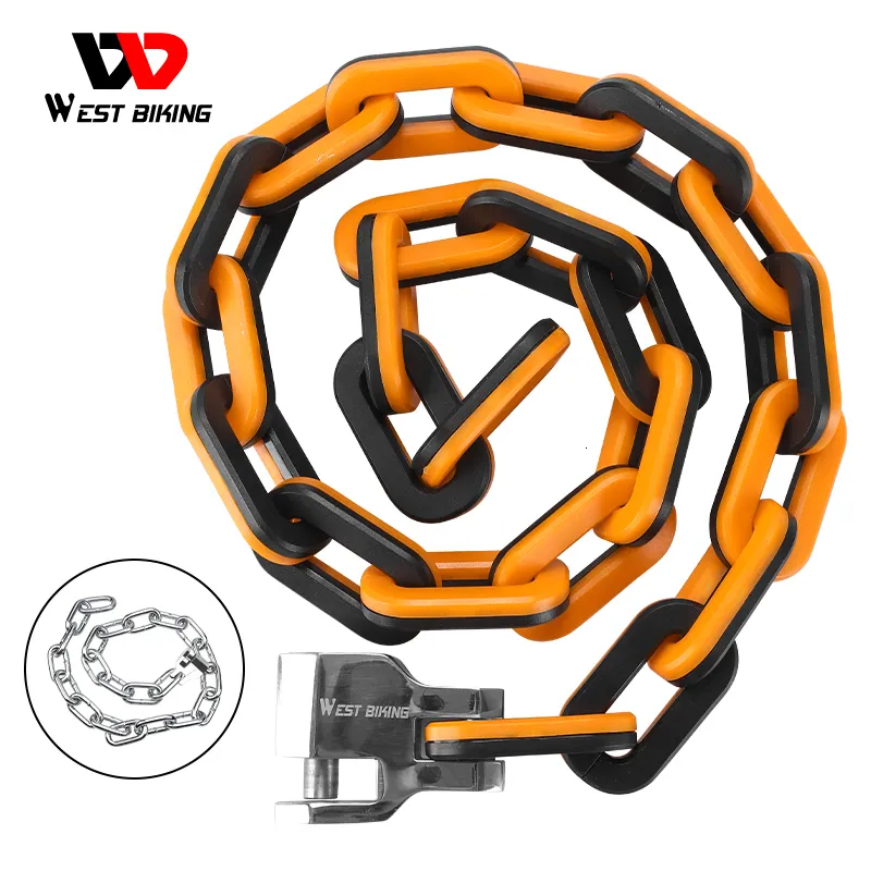 Bike Locks WEST BIKING High Security Chain Lock Waterproof Electric Scooter Motorcycle Anti Theft Colorful Ebike Accessories 230607