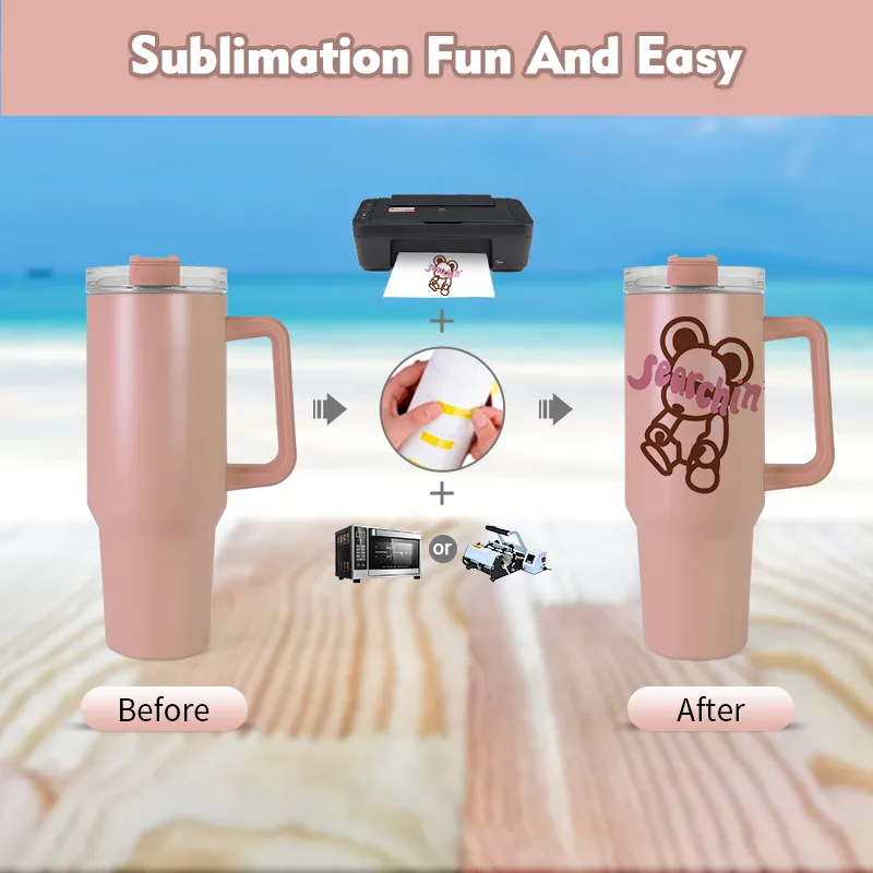 In Stock! Sublimation 40oz Matter Colors Tumblers with Handle and Lid Steel Insulated Travel Mugs B0062