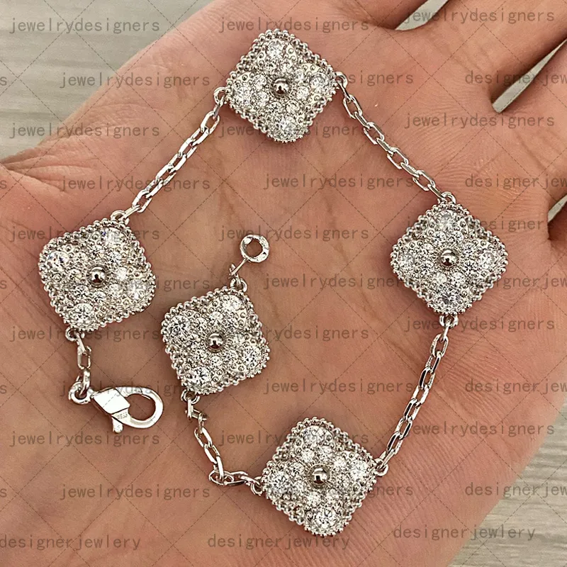 Joias femininas pulseira de ouro para meninas pulseira de trevo de quatro folhas designer de encantos vintage pulseiras de casamento madrepérola cheias de prata Personalizar presente de aniversário