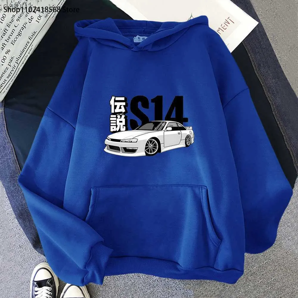 Anime Początkowa d Bluza Drift JDM Bluza Pullover UE Rozmiar Silvia Streetwear Men S Comic14 Japan Car Downoman Ubrania L230520