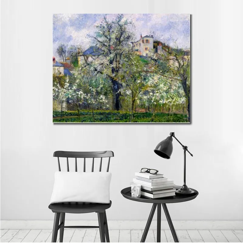 Le potager avec des arbres peint à la main Camille Pissarro toile Art impressionniste paysage peinture pour la décoration intérieure moderne