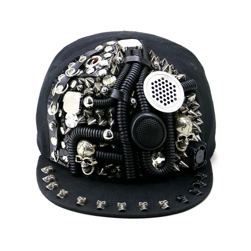 Unisex Punk Rock Cap - Edgy Studded Skull Hat, Stylish Hip Hop Baseball ...