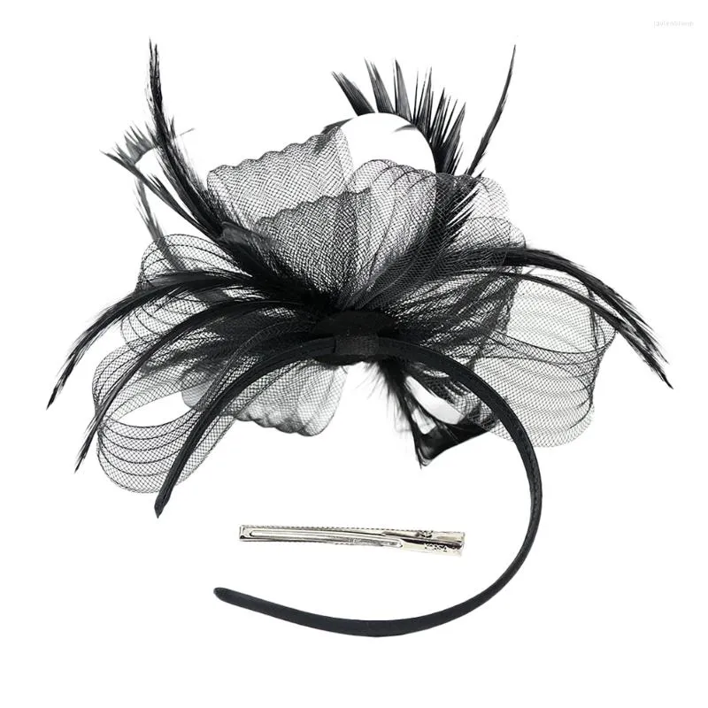 Bandana Bruiloft Hoofddeksel Bruid Mesh Tea Party Hoed Tovenaar Hoeden Vrouwen 18X15X5CM Dames Fascinators Fasinators Haar Zwart