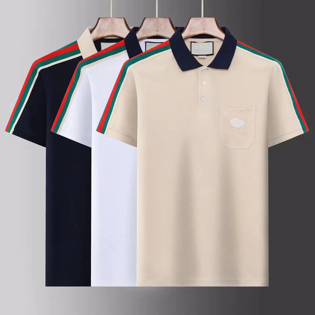 Camisa polo de diseñador con bordado geométrico de lujo para hombre de verano, camisa de manga corta de algodón fresco ajustada, camisa informal de moda para hombre de negocios 2023