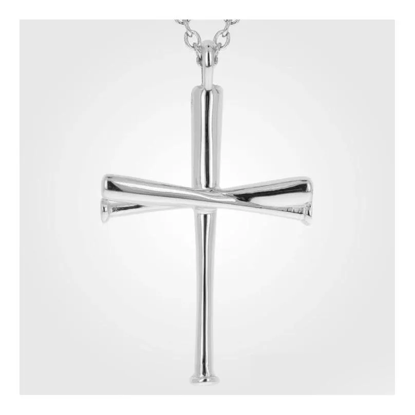 Titanium sporttillbehör Baseball Bat Cross Pendant Halsband Rostfritt stål Original Drop Delivery Sports Outdoors Athletic Outdoo Dhkhr