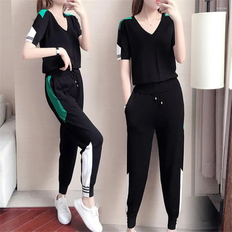 Women's Tracksuits Women Clothing For Sporting Suit Female Korean Style Summer Leisure Lady Clothes Set
