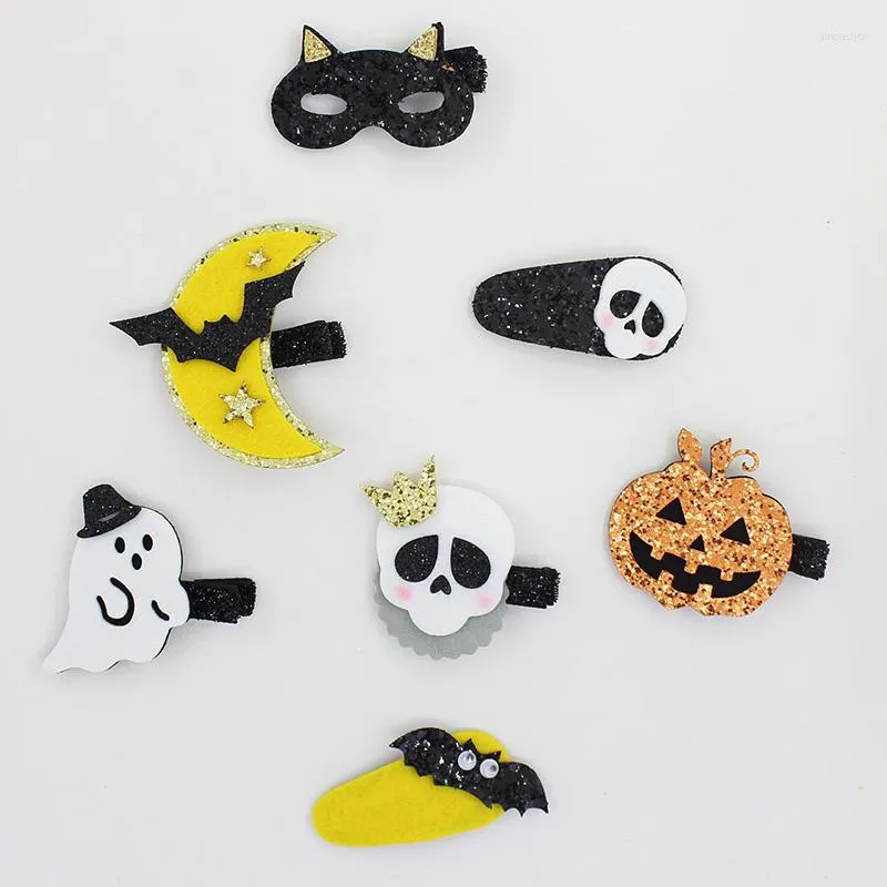 Accesorios para el cabello 8 unids/lote horquilla de Halloween fantasma murciélago calabaza niños Clip lateral disfraz vestido niñas Clips fiesta