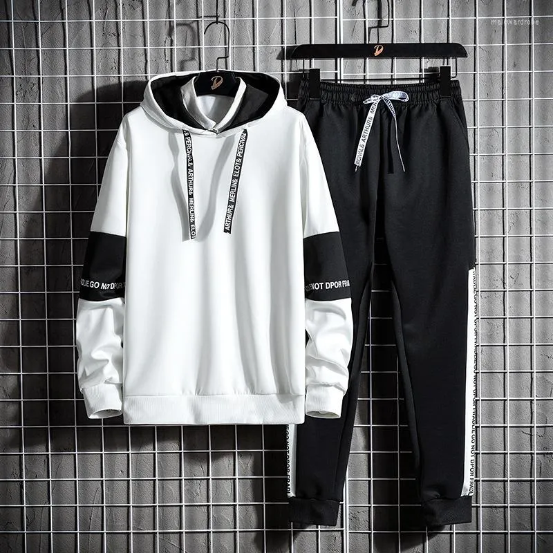 Survêtements pour hommes Printemps Automne Ensemble de vêtements pour hommes Sweats à capuche et pantalons de survêtement Deux pièces Mode Streetwear Hip Hop Sport Costume décontracté Tracksu