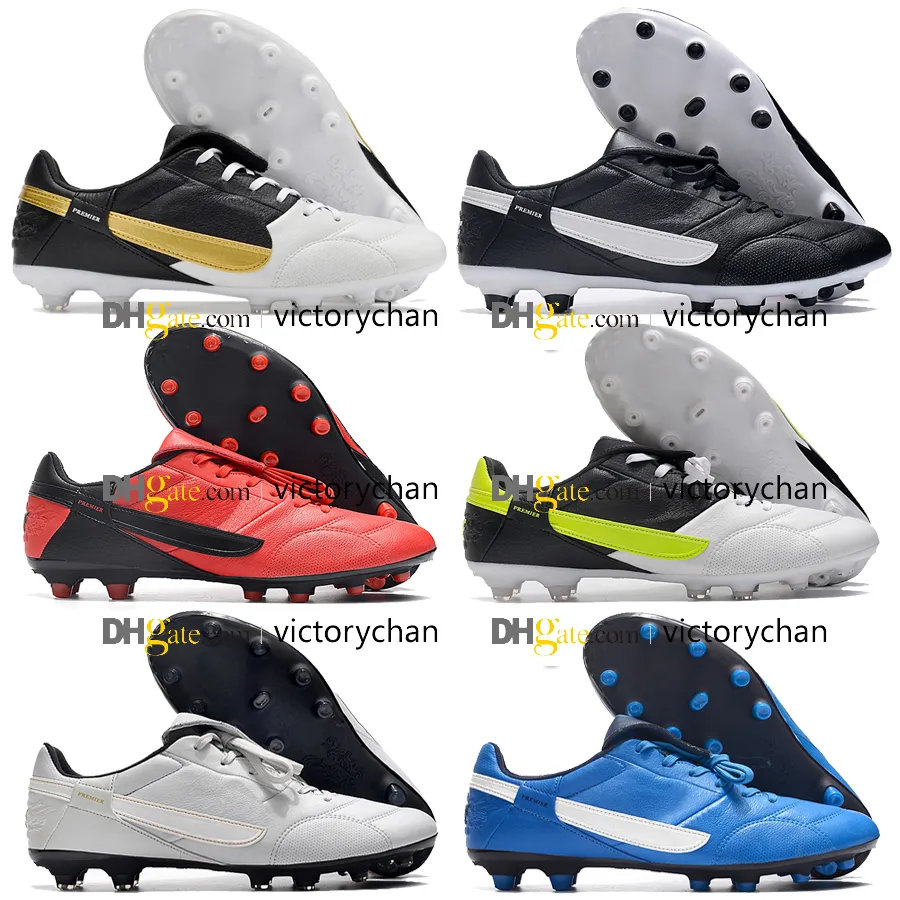 Sac cadeau Chaussures de football de qualité Tiempo Legend Premier III 3 FG Chaussures de football en cuir souple rétro pour hommes Chaussures de football d'entraînement confortables en plein air Taille US 6.5-11