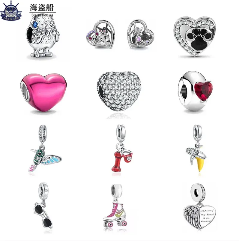 For pandora charms authentic 925 silver beads Dangle Shape Dog Paw Sparkling Cute Chick Bead
