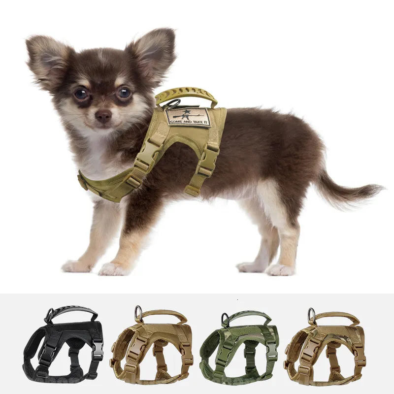 Hundkläder Chihuahua Tyg Small Tactical Vest Training Harness XS Outdoor Working Justerbar Military Molle med gummihandtag 230608