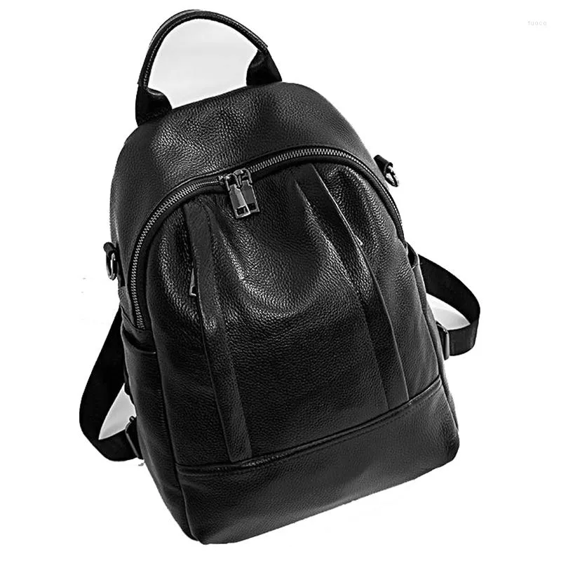 Backpack Genuine Cowide Leather Women Bag de ombro da fêmea da moda feminina Fashion Ladies Kaps Mackla Viagem selvagem