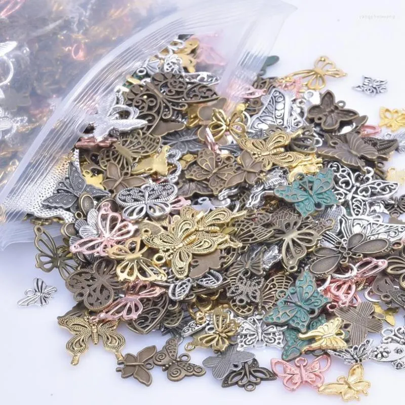 Urokami 30/50/100pcs/działka hurtowa zwierzęcy metal vintage motyl do produkcji biżuterii