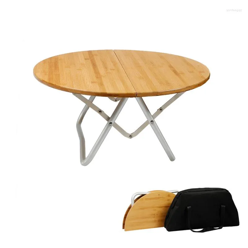 Camp Furniture Garden Camping Table Tourist Outdoor Foldable Portable Picnic Bamboo Round Folding Desk Nature Hike