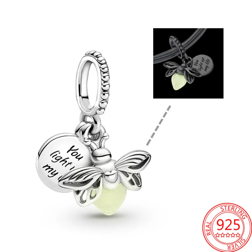 New 925 Sterling Silver Firefly Red Ladybird Dangle Pendant Blue Feather Charm Fit Original Bracelet Women Jewelry 79_voghion.com