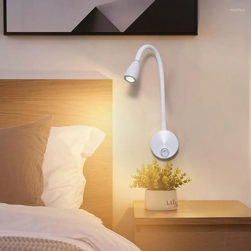 Vägglampa Led Bedside Reading Light 360 ° Rotation Infällbara lampor SCONCE för sovrumsstudierum Living inomhusbelysning