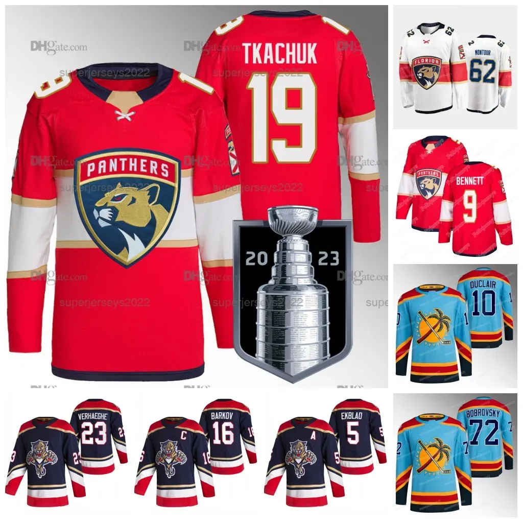 Custon FloridaPanthers19 Matthew Tkachuk Aleksander Barkov Jersey Carter Verhaeghe Brandon Montour Sam Bennett Sam Reinhart Duclair Bobrovsky