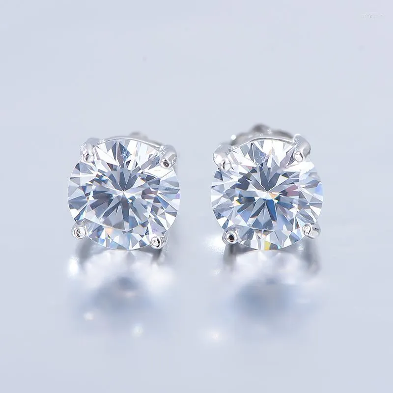 Brincos Stud 1ct Moissanite Clássico Prata Esterlina 925 Estilo Simples Lab Diamond VVS1 Jóias Com Certificado