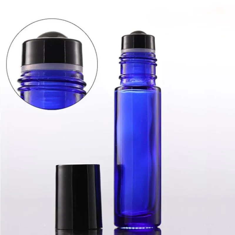 Roller on Bottle 10ml Lege blauwe helder amberkleurige glazen flacon met etherische olie met roestvrijstalen rollerball Dheor
