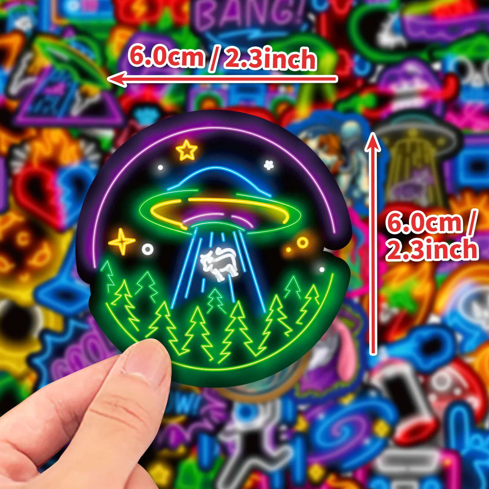 50st Neon Stickers Skate Accessories Waterproof Vinyl Sticker för skateboard Laptop Bagage Bicycle Motorcykel Telefonbildekaler